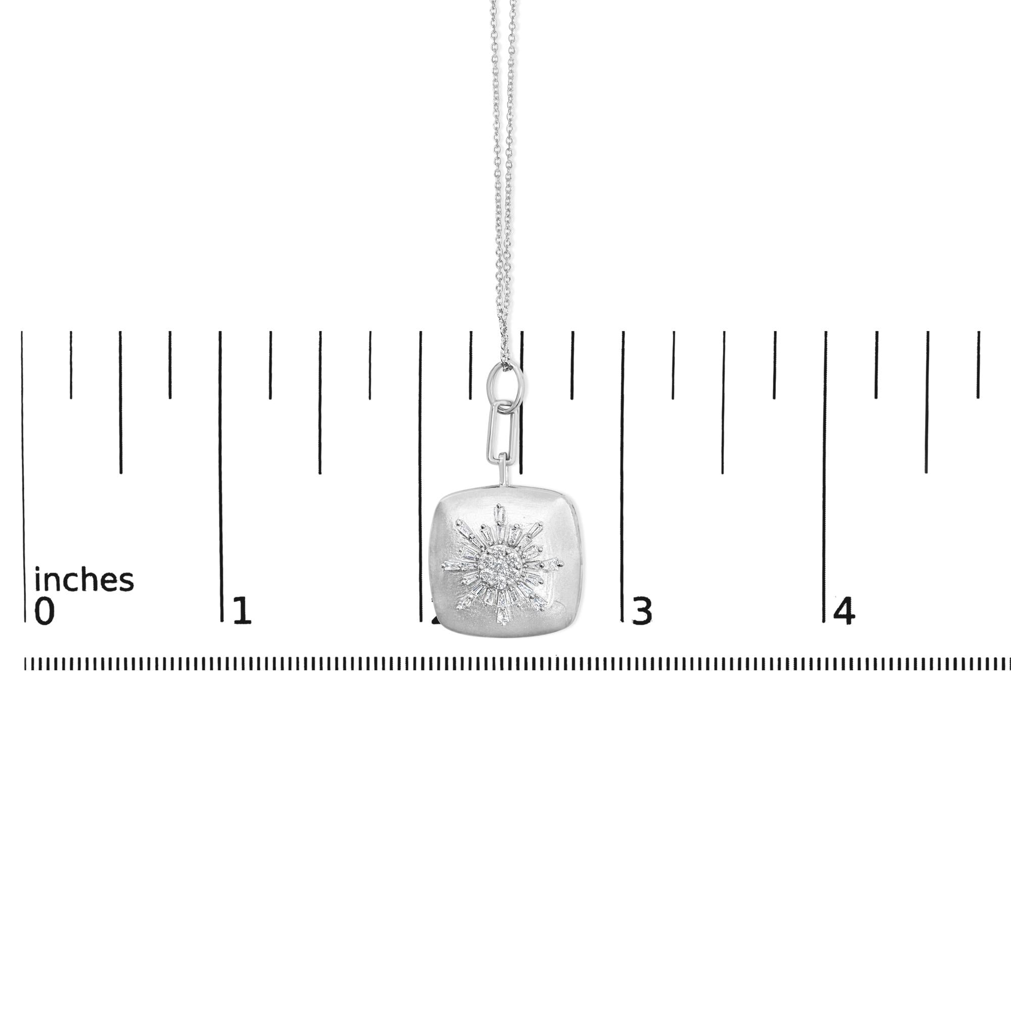 Sterling Silver 1/2 Cttw Diamond Sunburst Medallion Pendant Necklace 18 Inch Cable Chain