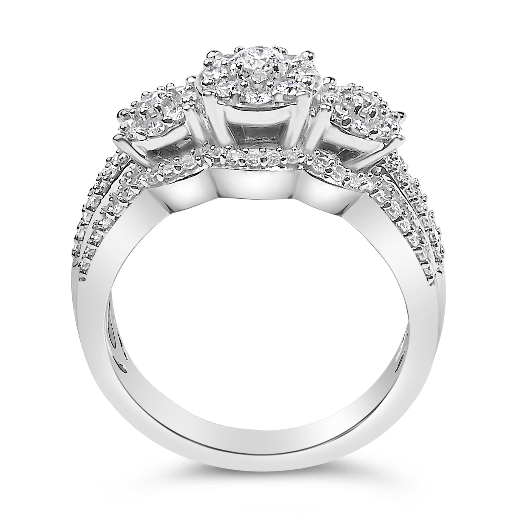 .925 Sterling Silver 1.0 Cttw Diamond Engagement Ring and Soldered Wedding Band Set