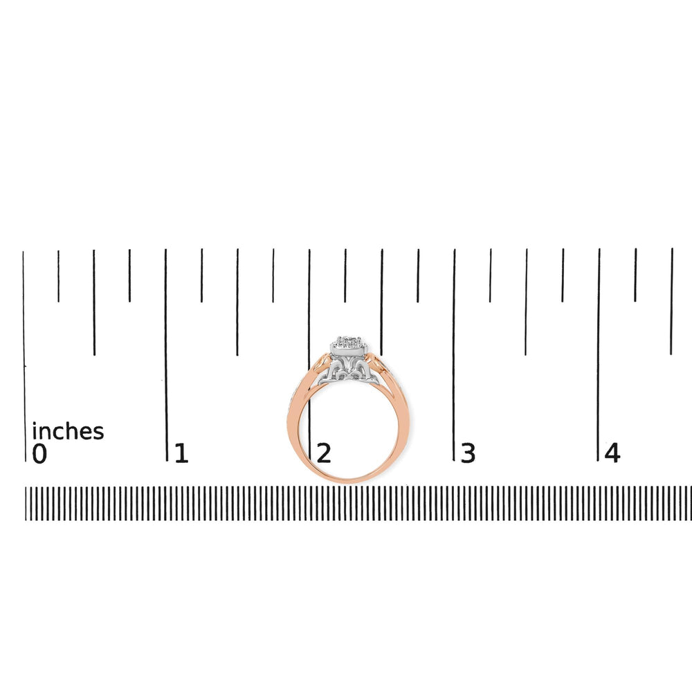 14K Rose Gold Plated Sterling Silver 1/6 Cttw Diamond Knot Cluster Ring