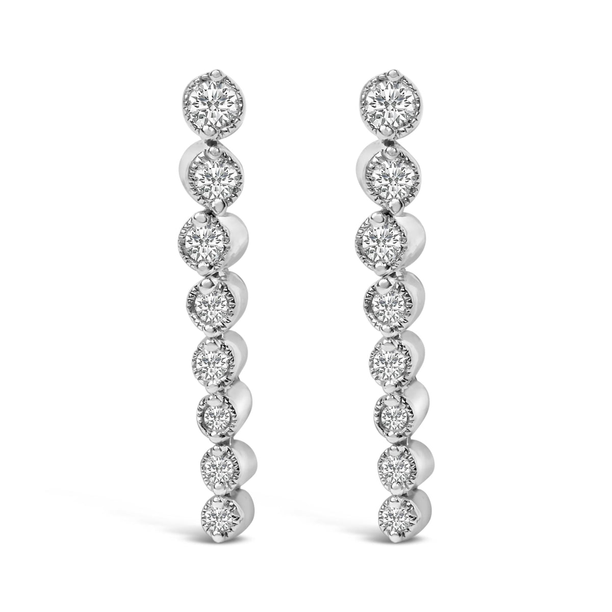.925 Sterling Silver 1/4 Cttw Diamond Graduated Dangle Earrings