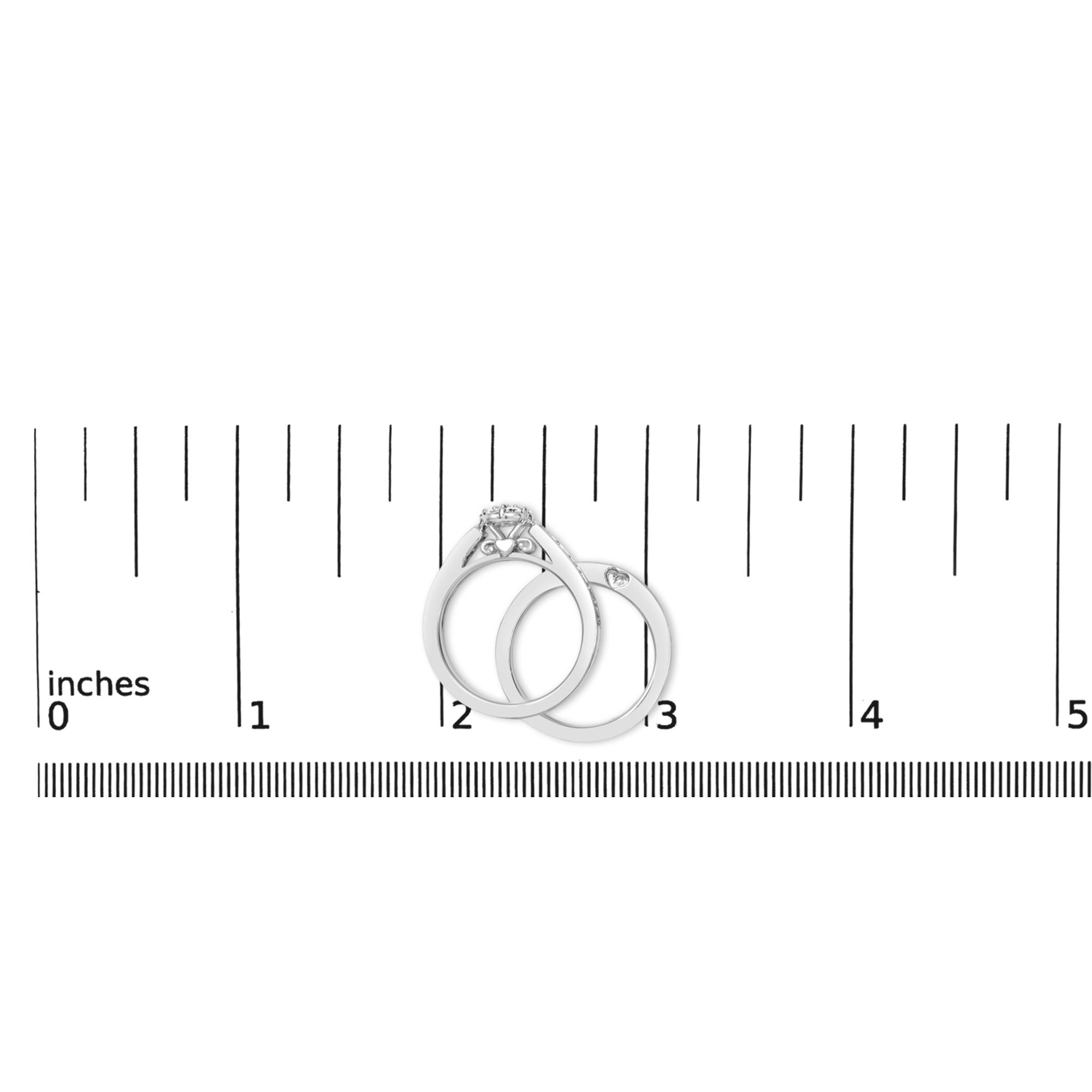 Sterling Silver 1/2 Cttw Diamond Cluster Flower Bridal Set