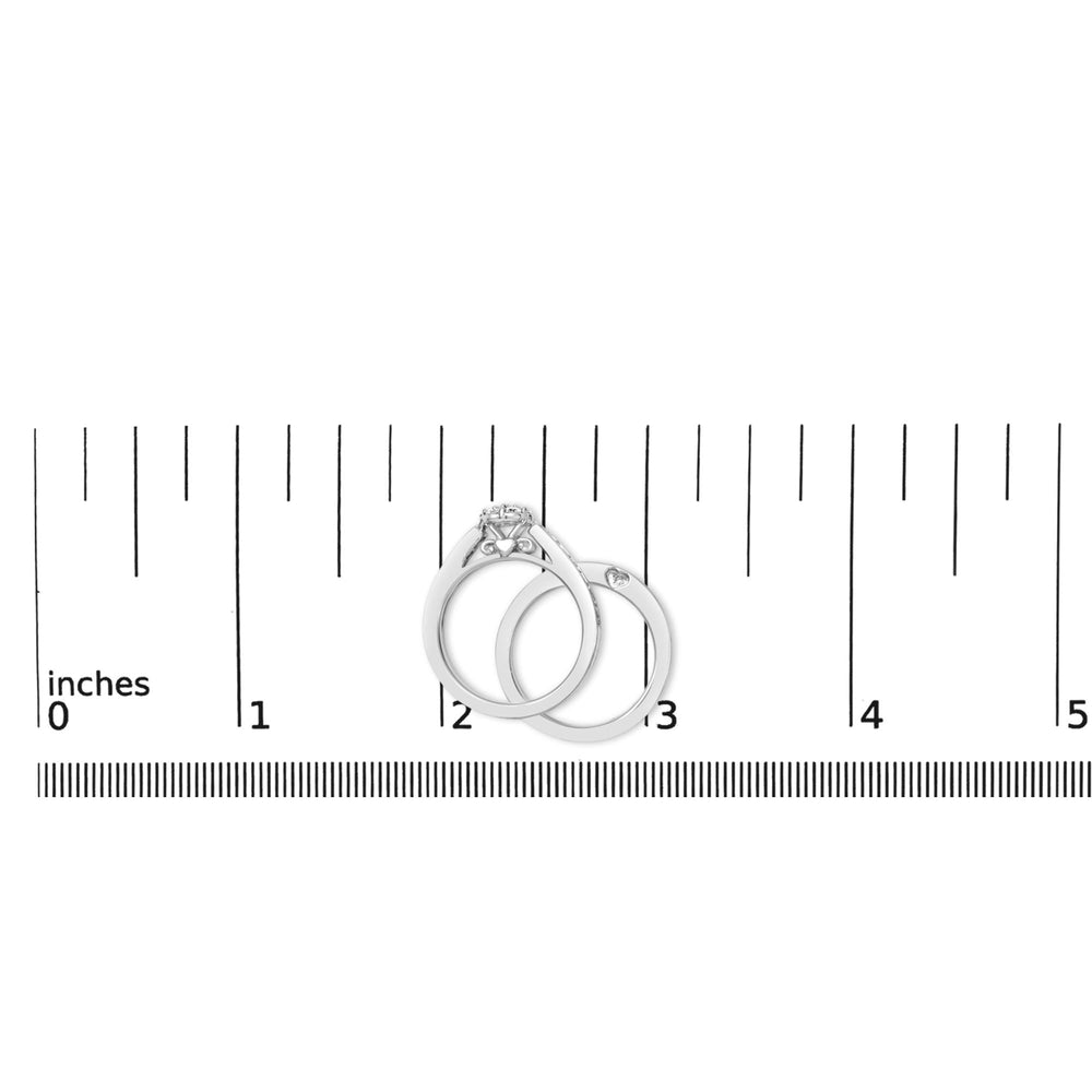 Sterling Silver 1/2 Cttw Diamond Cluster Flower Bridal Set