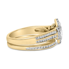 14K Yellow Gold Plated Sterling Silver 1/2 Cttw Marquise Cluster Diamond Bridal Set