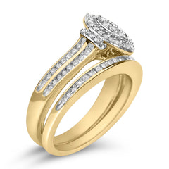 14K Yellow Gold Plated Sterling Silver 1/2 Cttw Marquise Cluster Diamond Bridal Set