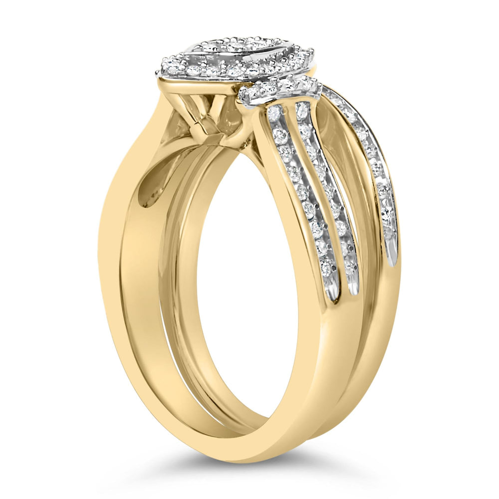 14K Yellow Gold Plated Sterling Silver 1/2 Cttw Marquise Cluster Diamond Bridal Set