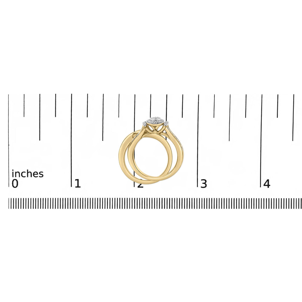 14K Yellow Gold Plated Sterling Silver 1/2 Cttw Marquise Cluster Diamond Bridal Set