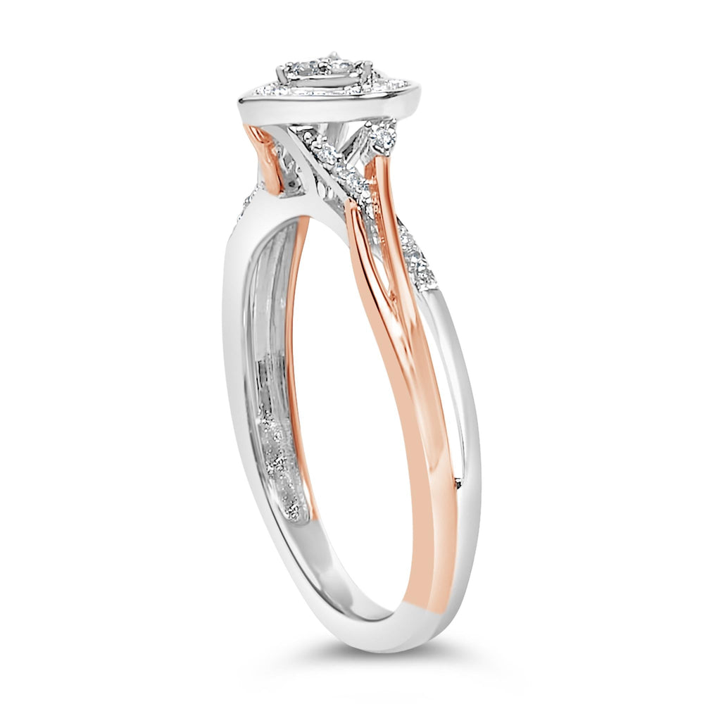 14K Rose Gold Plated Sterling Silver 1/10 Cttw Diamond Heart Motif Ring