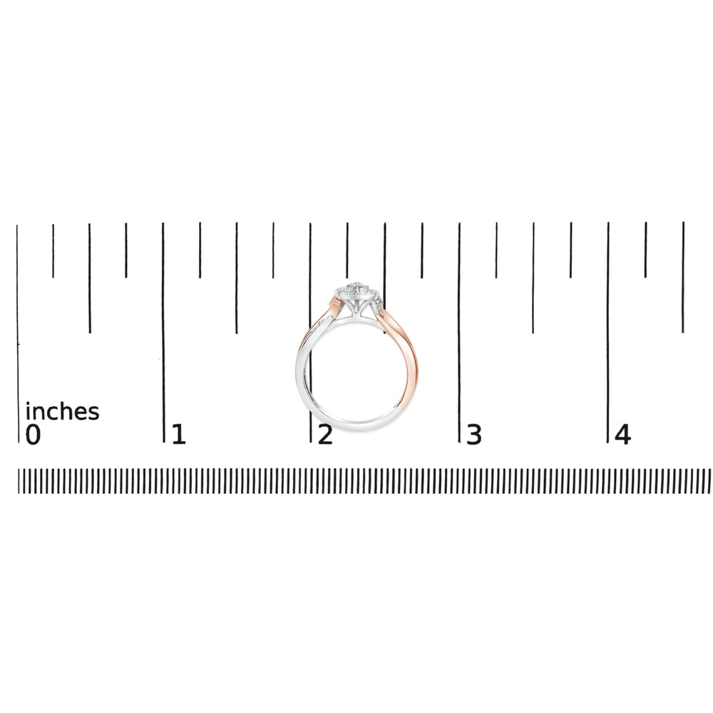 14K Rose Gold Plated Sterling Silver 1/10 Cttw Diamond Heart Motif Ring