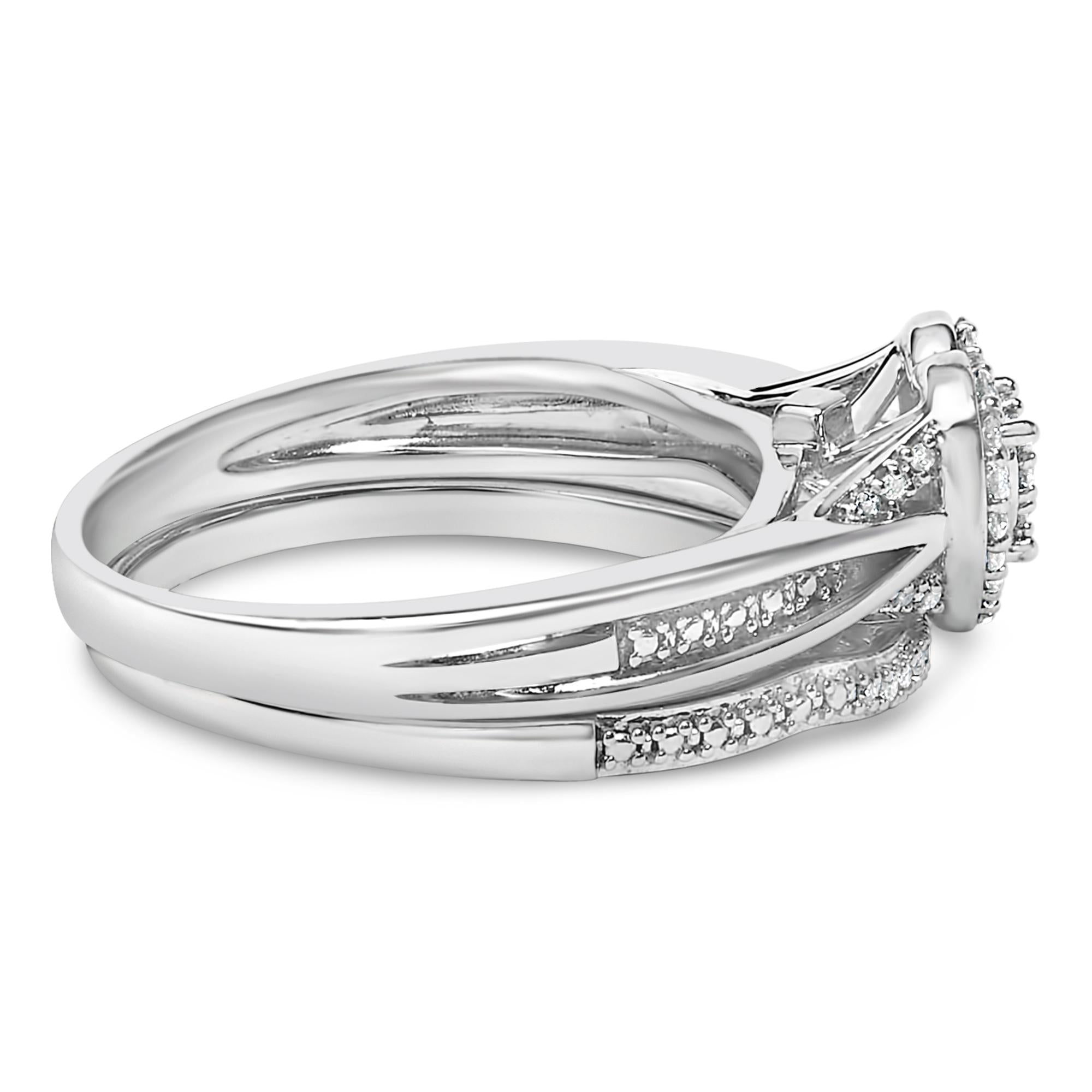 Sterling Silver 1/5 Cttw Diamond Heart Motif Bridal Set