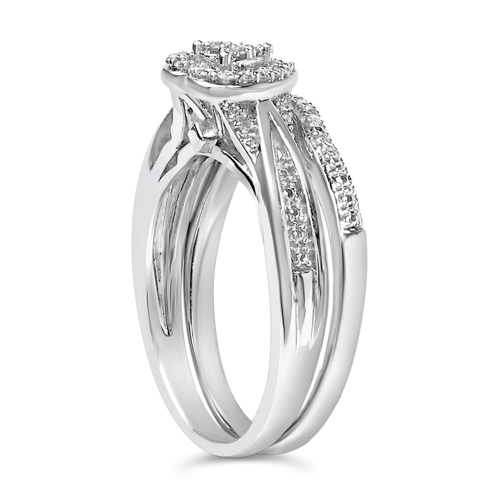 Sterling Silver 1/5 Cttw Diamond Heart Motif Bridal Set