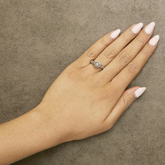 Sterling Silver Diamond Accent Round Cluster Halo Ring