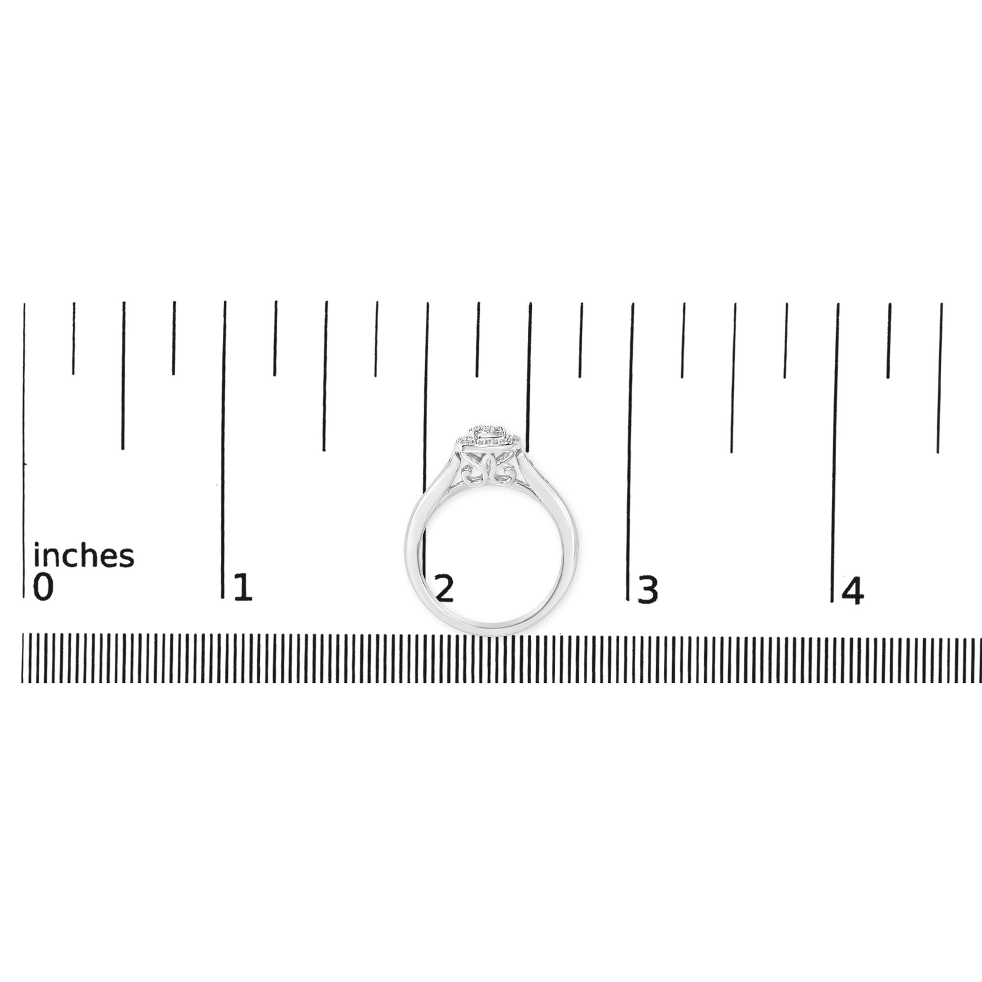 Sterling Silver Diamond Accent Round Cluster Halo Ring