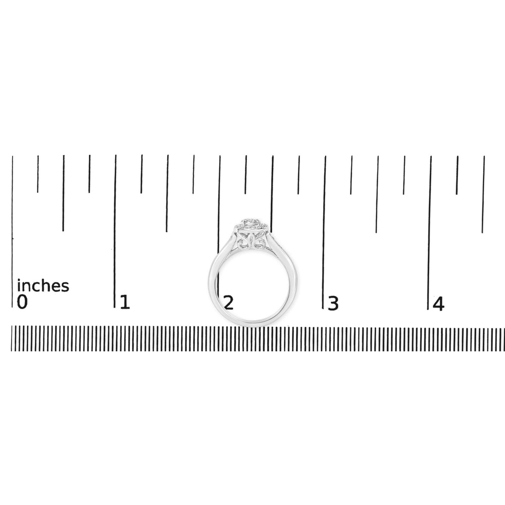 Sterling Silver Diamond Accent Round Cluster Halo Ring
