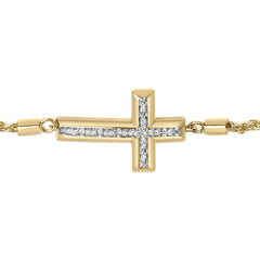 Gold Vermeil Diamond Accent Cross Lariat Bolo Bracelet