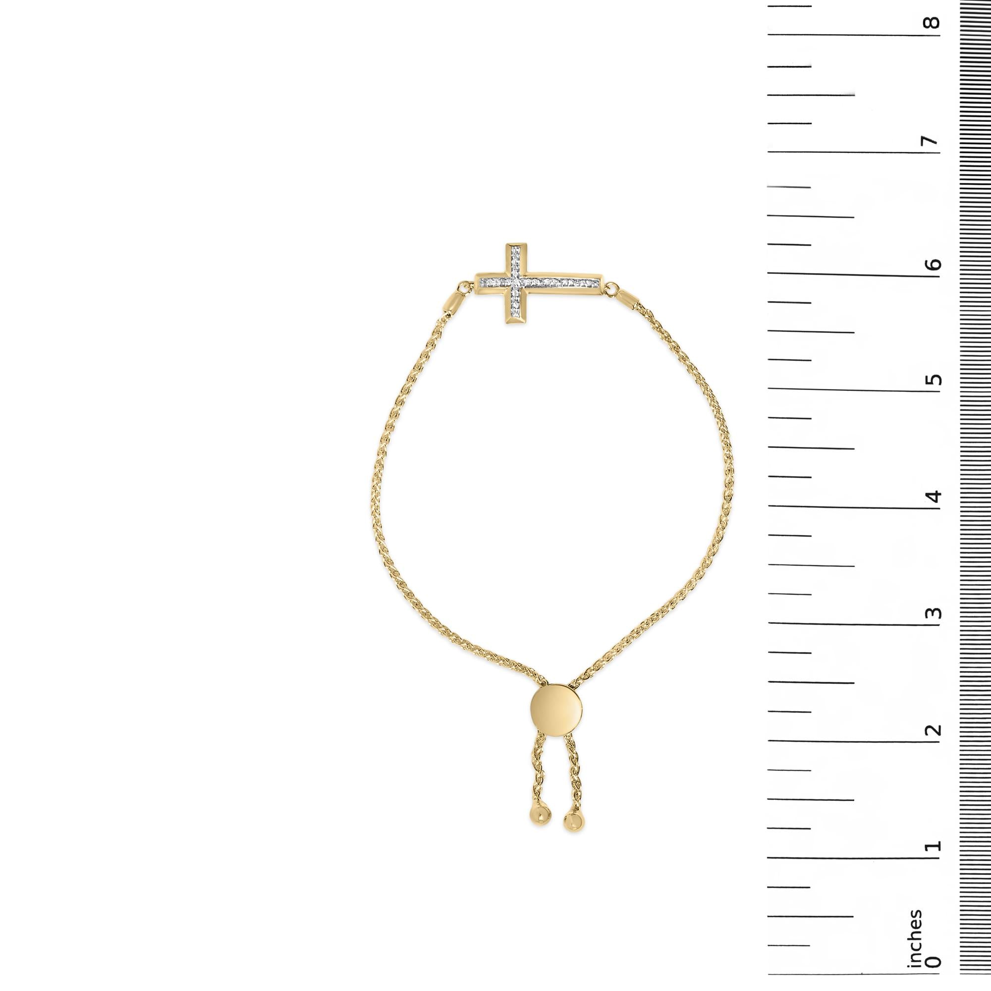 Gold Vermeil Diamond Accent Cross Lariat Bolo Bracelet