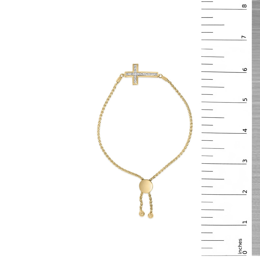 Gold Vermeil Diamond Accent Cross Lariat Bolo Bracelet