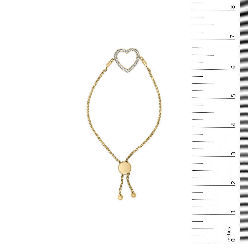 Gold Vermeil Diamond Accent Heart Lariat Bolo Bracelet