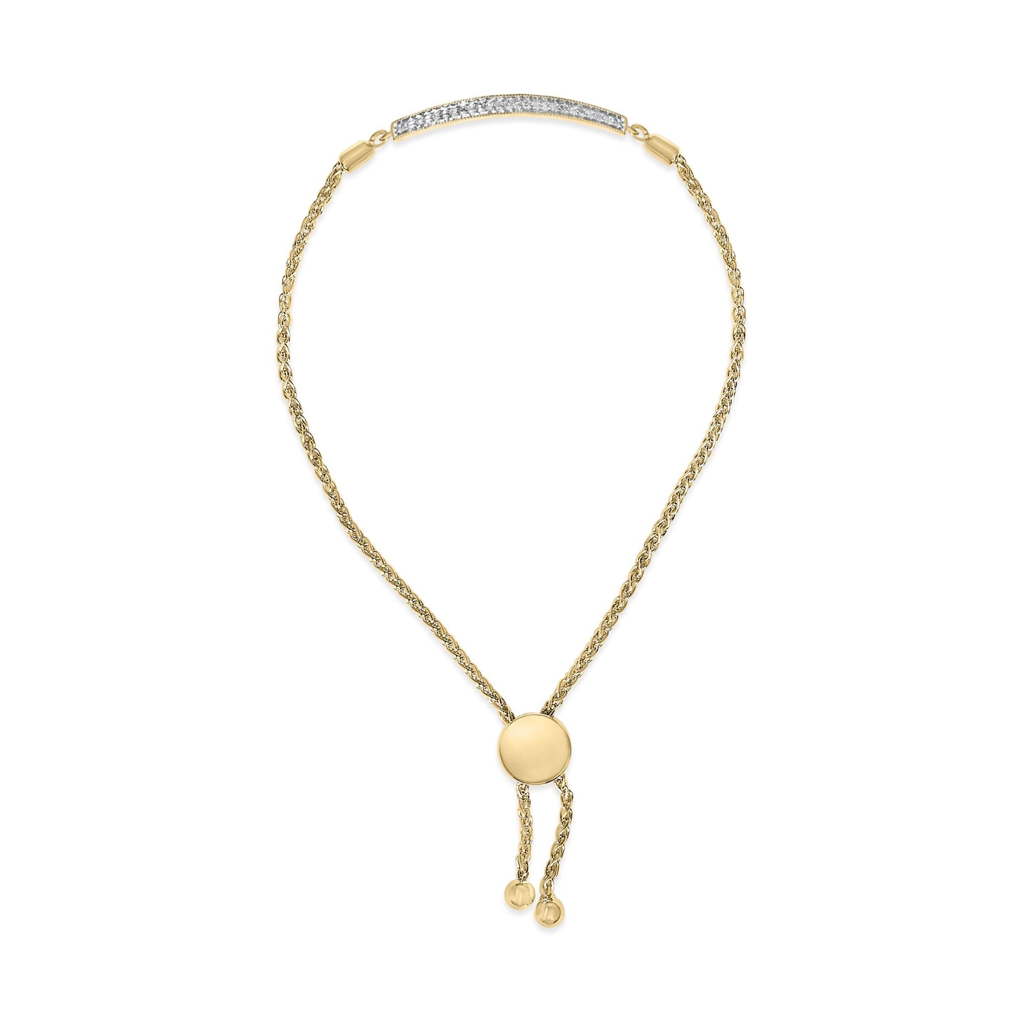Gold Vermeil Diamond Accent Bar Lariat Bolo Bracelet