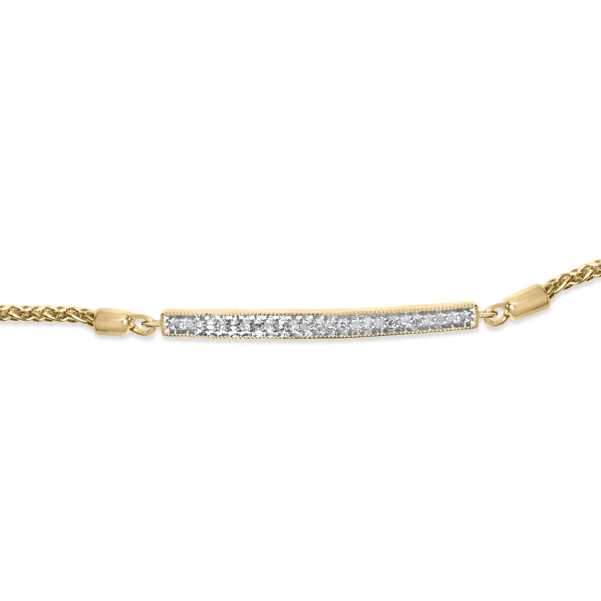 Gold Vermeil Diamond Accent Bar Lariat Bolo Bracelet