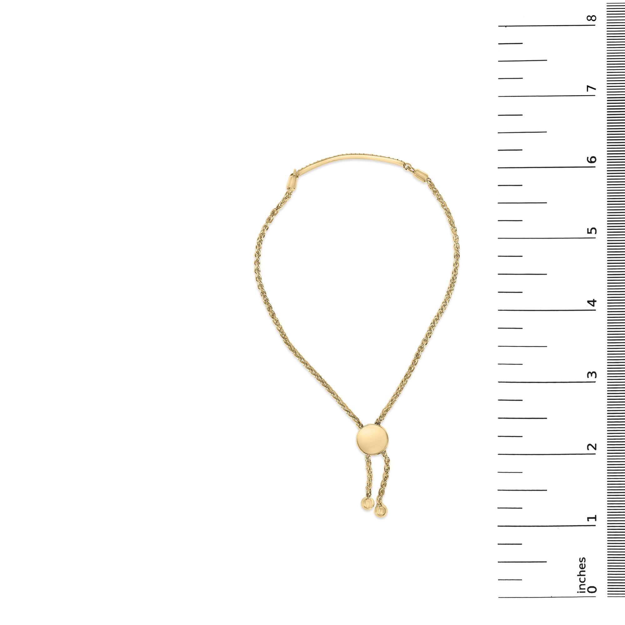 Gold Vermeil Diamond Accent Bar Lariat Bolo Bracelet