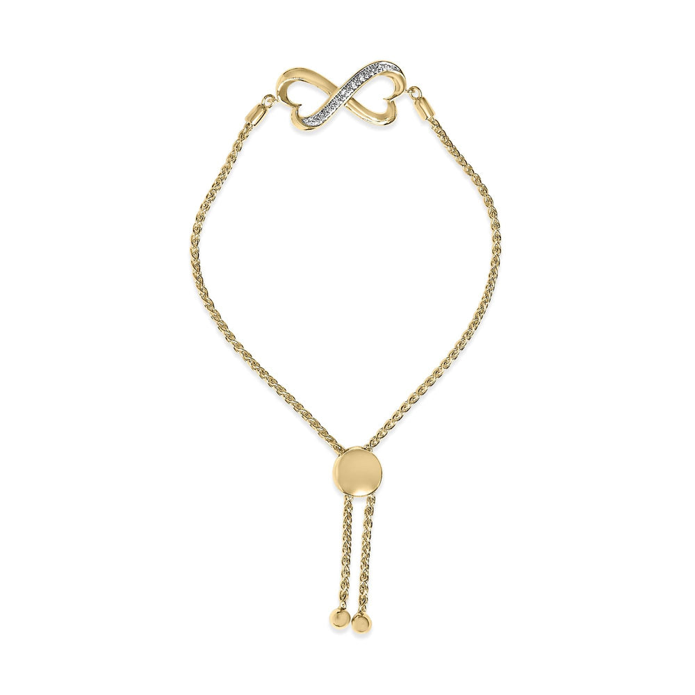 Gold Vermeil Diamond Accent Heart Infinity Bolo Bracelet