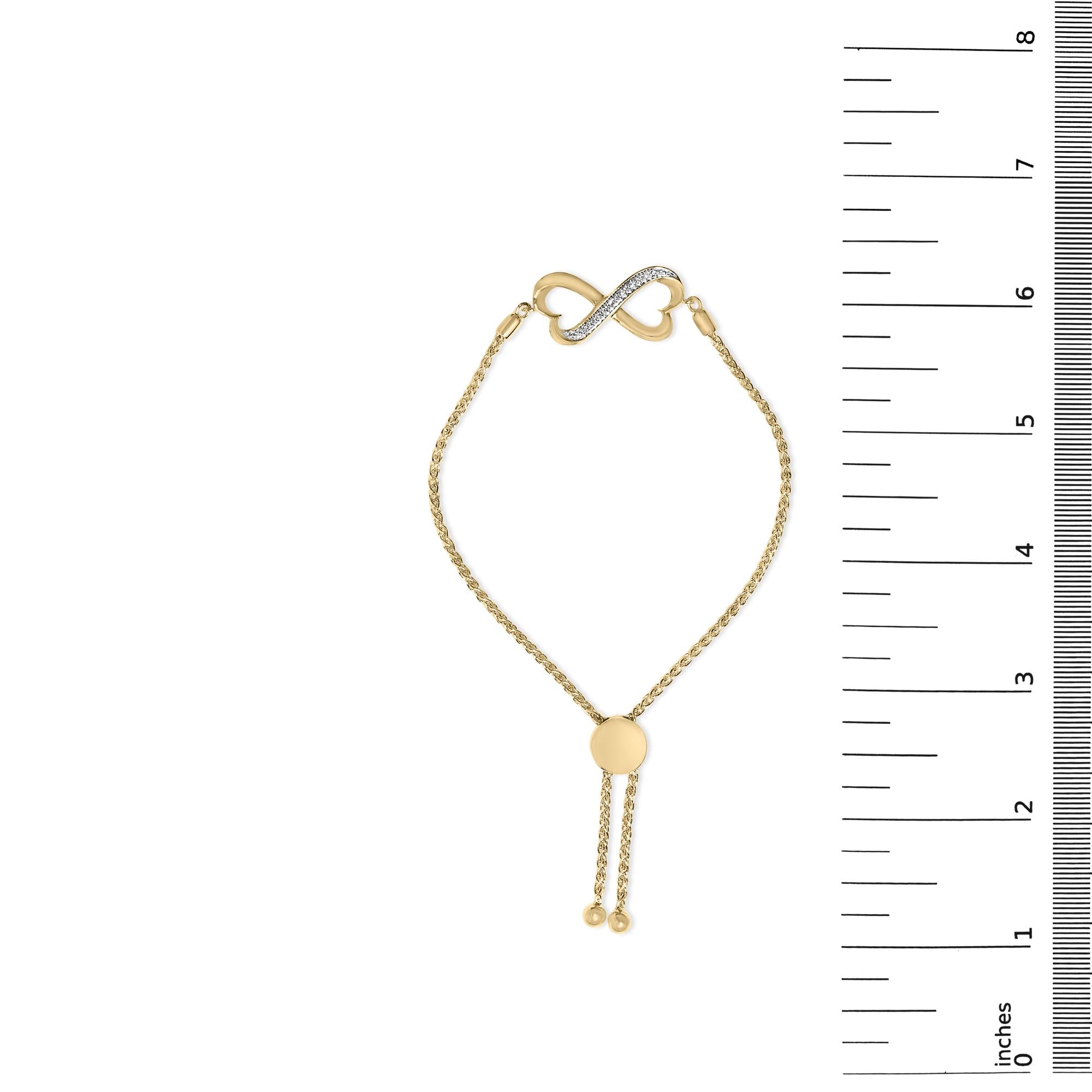 Gold Vermeil Diamond Accent Heart Infinity Bolo Bracelet