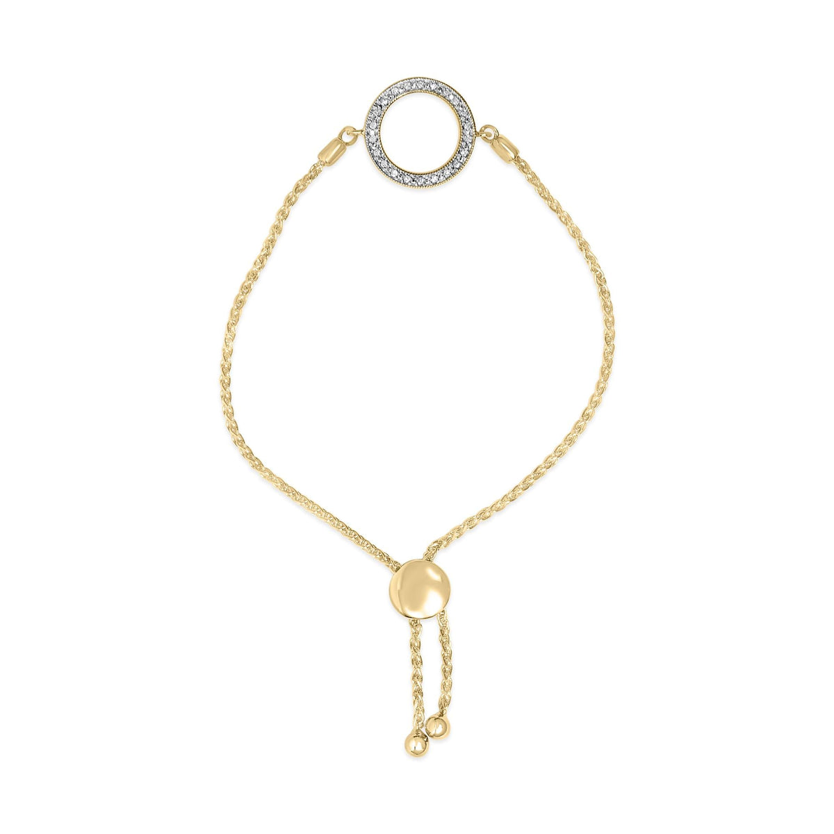Gold Vermeil Diamond Accent Circle Lariat Bolo Bracelet