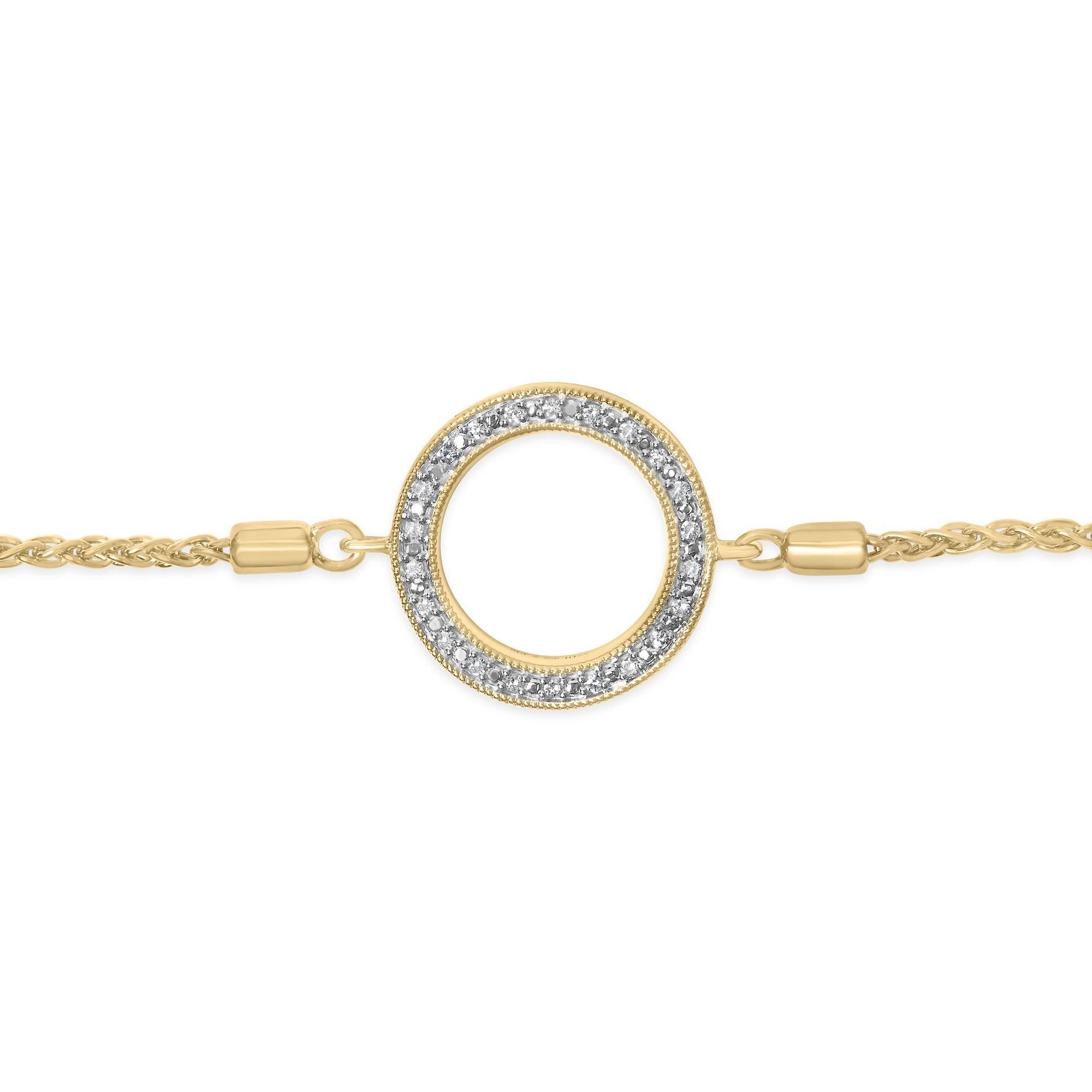 Gold Vermeil Diamond Accent Circle Lariat Bolo Bracelet