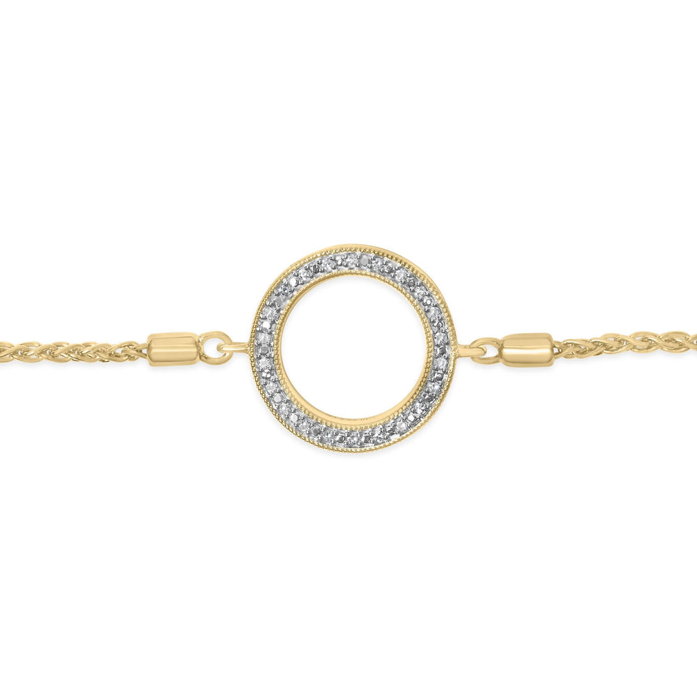 Gold Vermeil Diamond Accent Circle Lariat Bolo Bracelet