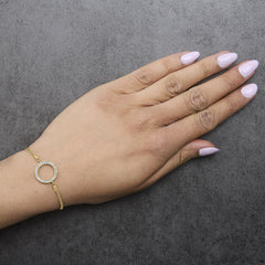 Gold Vermeil Diamond Accent Circle Lariat Bolo Bracelet