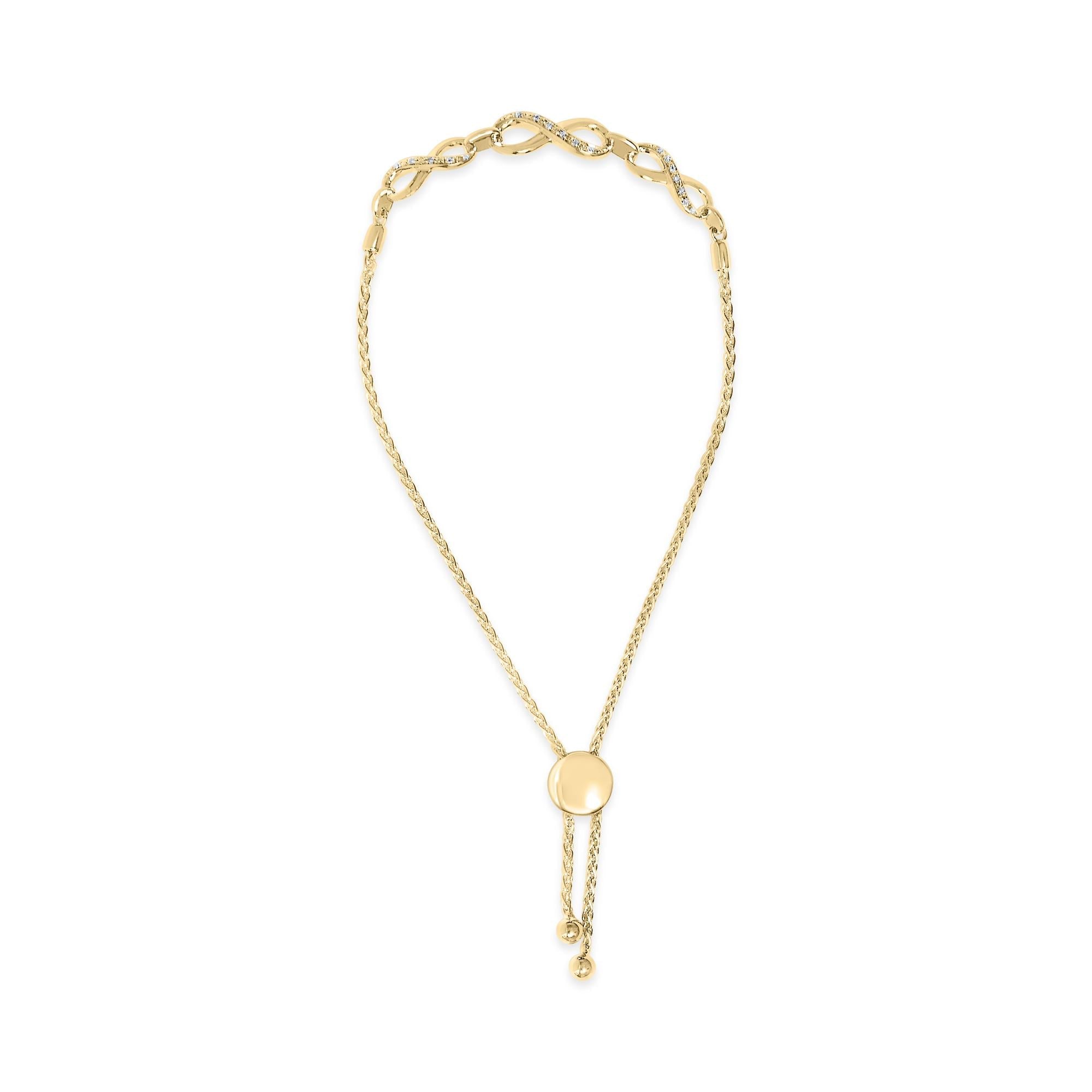 Gold Vermeil Diamond Accent Infinity Sign Lariat Bolo Bracelet