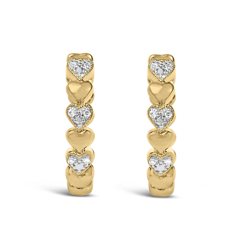 Gold Vermeil Diamond Accent Mini Heart Hoop Earring