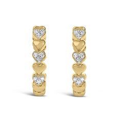 Gold Vermeil Diamond Accent Mini Heart Hoop Earring