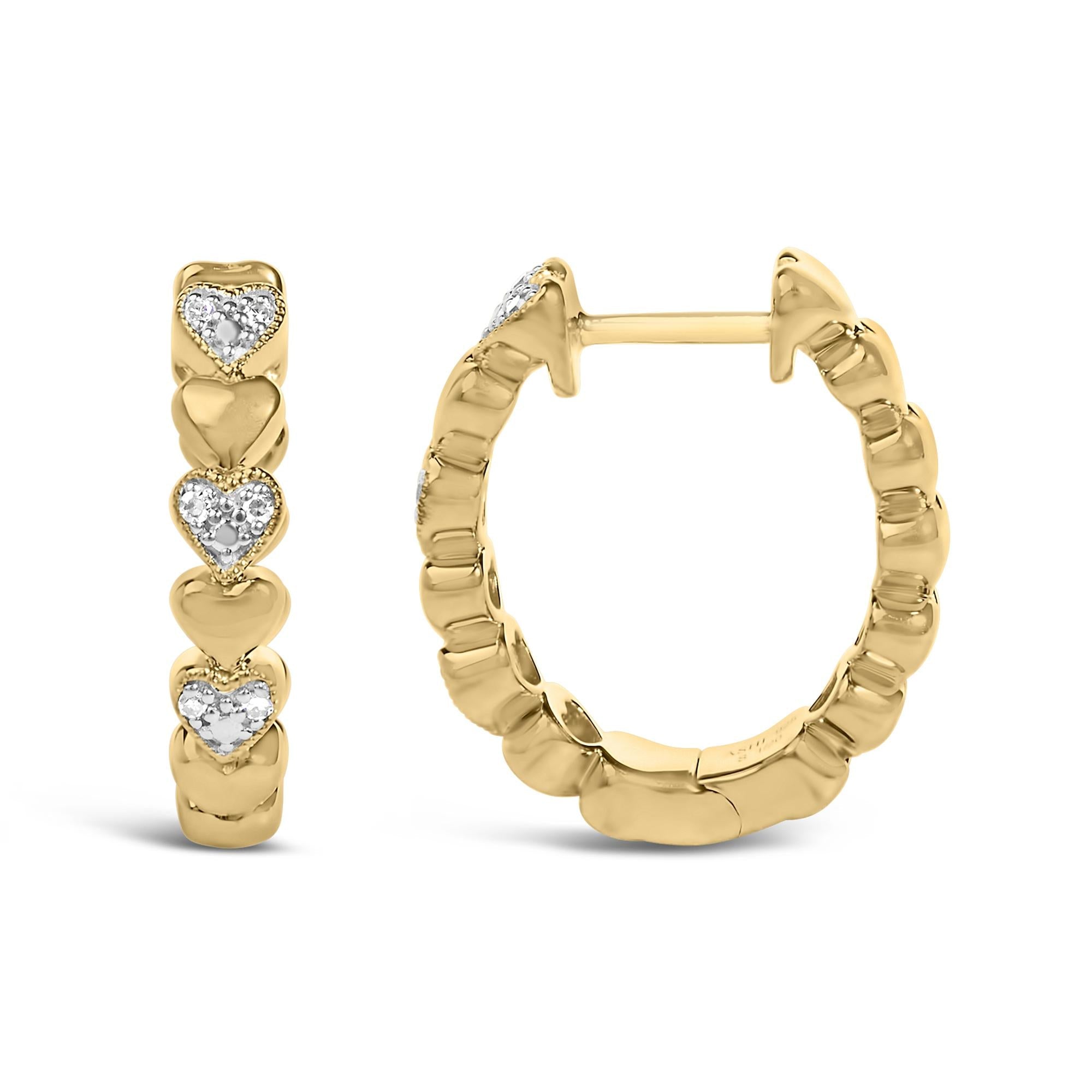 Gold Vermeil Diamond Accent Mini Heart Hoop Earring