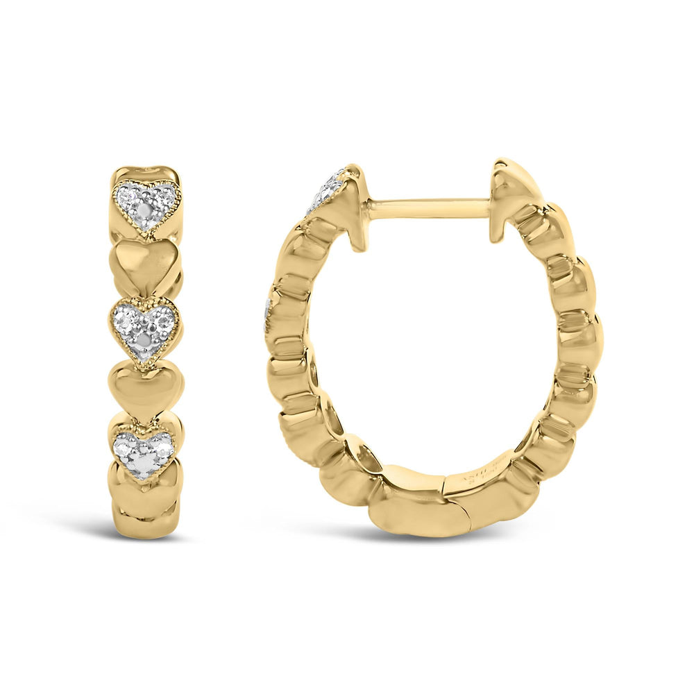 Gold Vermeil Diamond Accent Mini Heart Hoop Earring
