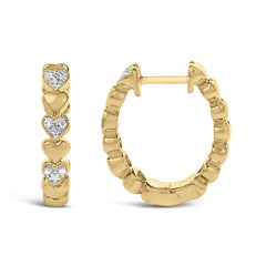 Gold Vermeil Diamond Accent Mini Heart Hoop Earring