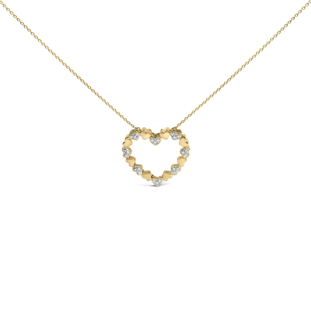 24 KT Gold Vermeil Diamond Accent Puffed Heart Pendant Necklace