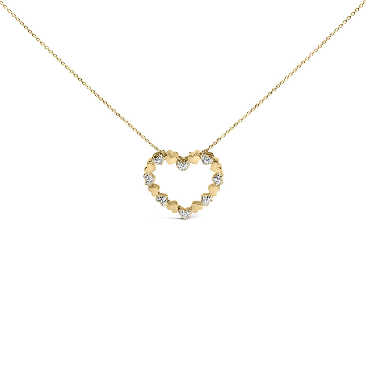 24 KT Gold Vermeil Diamond Accent Puffed Heart Pendant Necklace
