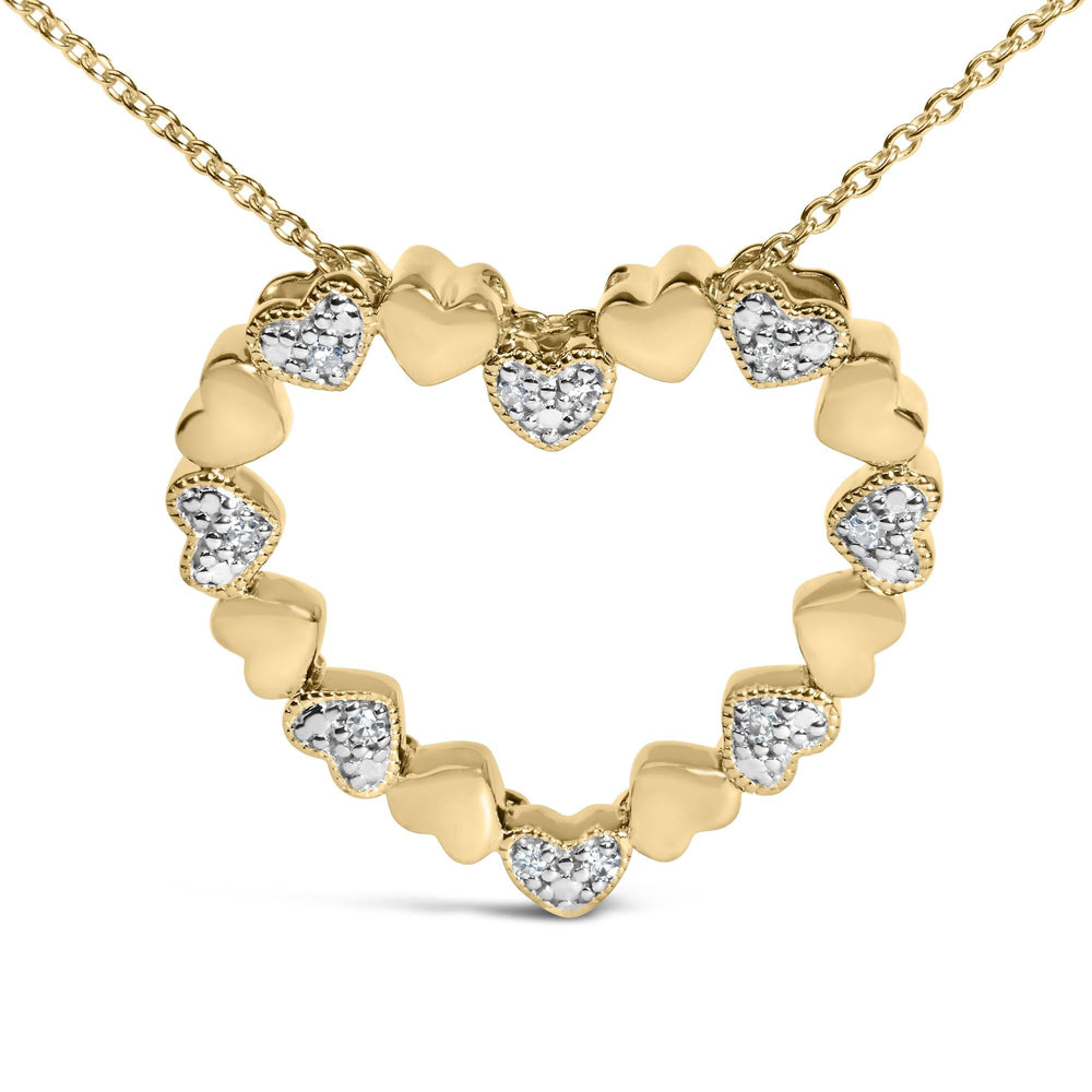 24 KT Gold Vermeil Diamond Accent Puffed Heart Pendant Necklace