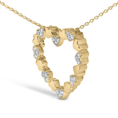 24 KT Gold Vermeil Diamond Accent Puffed Heart Pendant Necklace