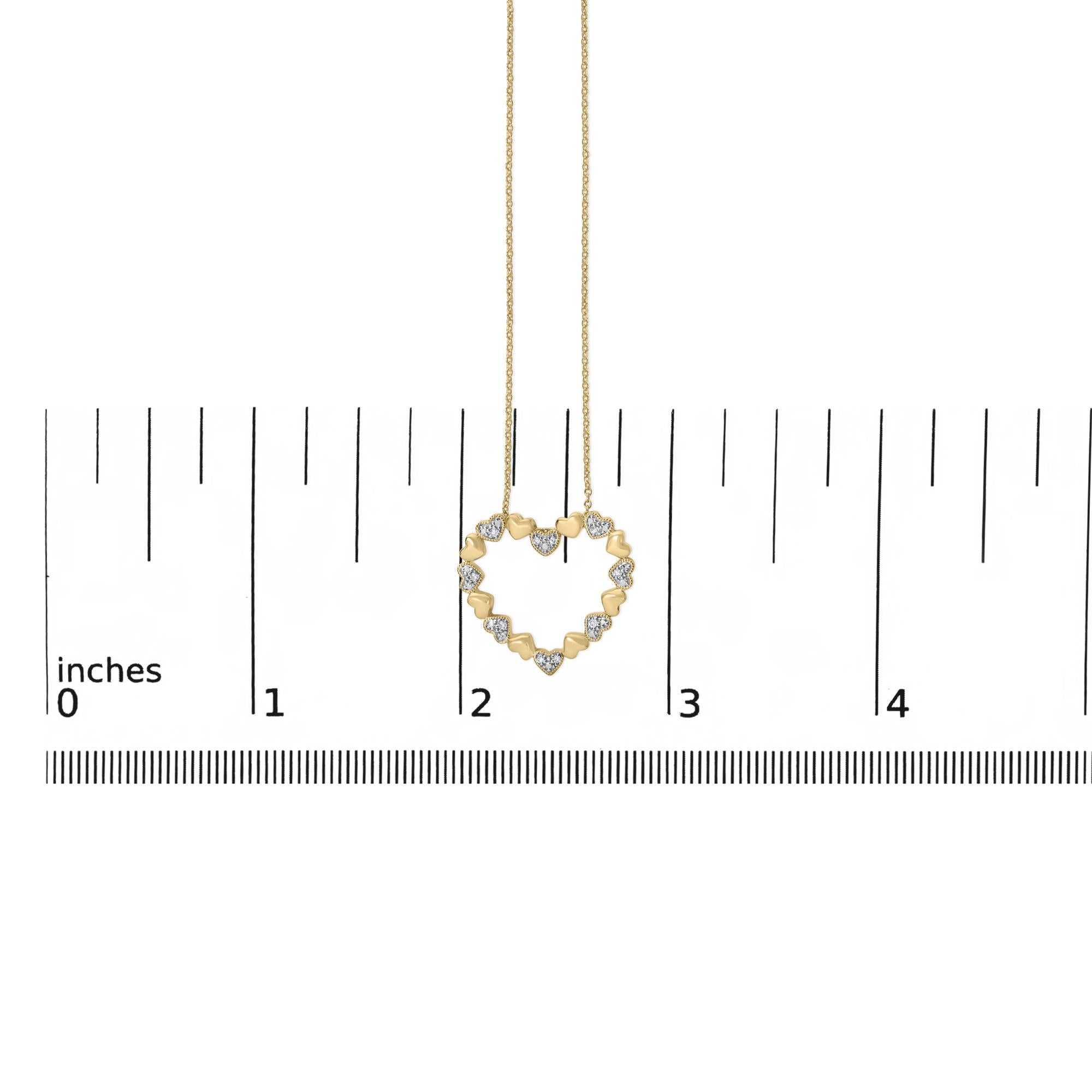 24 KT Gold Vermeil Diamond Accent Puffed Heart Pendant Necklace