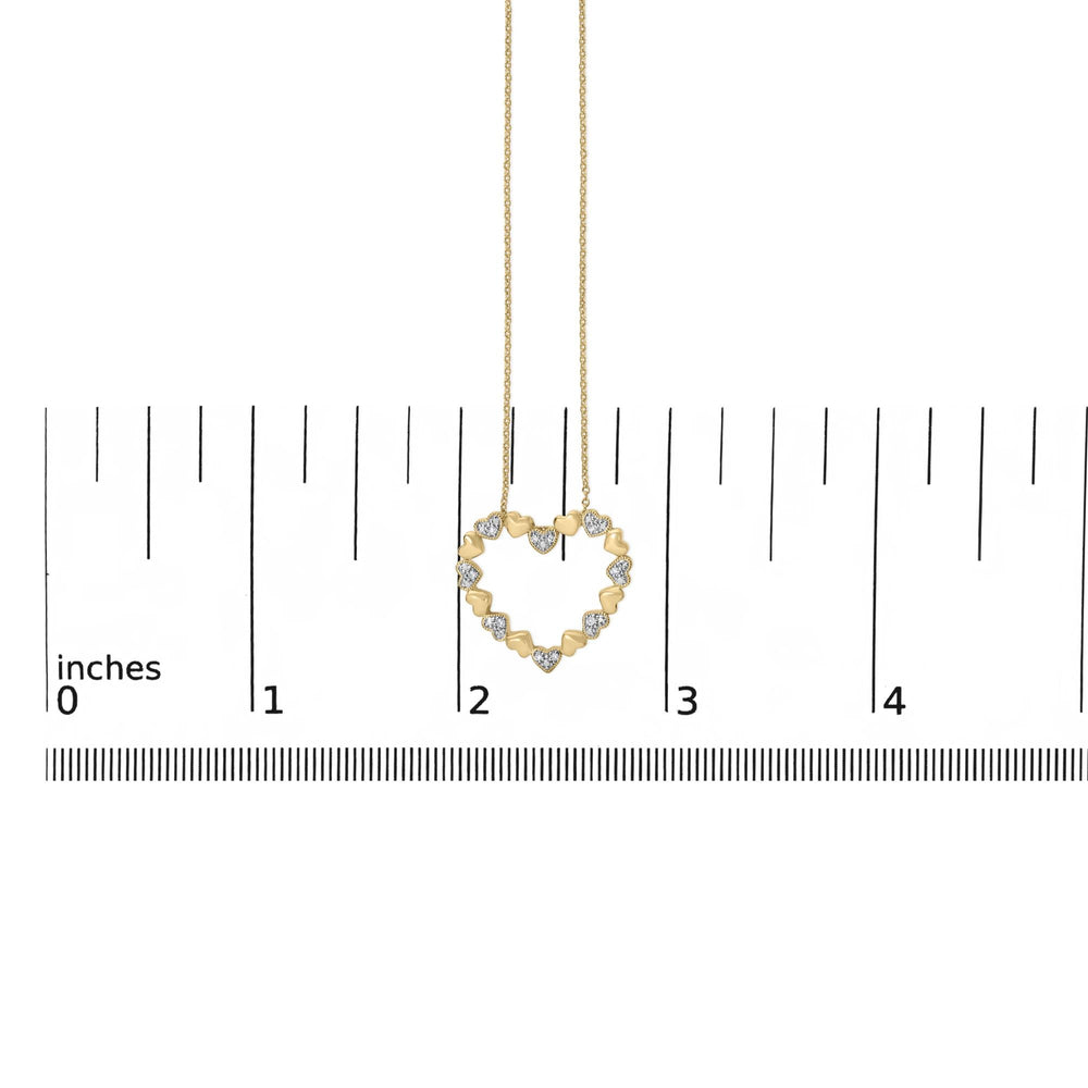 24 KT Gold Vermeil Diamond Accent Puffed Heart Pendant Necklace
