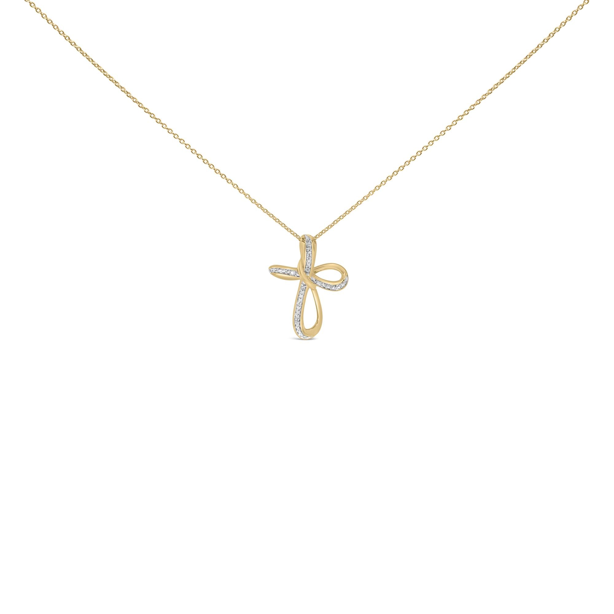 24 KT Gold Vermeil Diamond Accent Infinity Cross Pendant Necklace