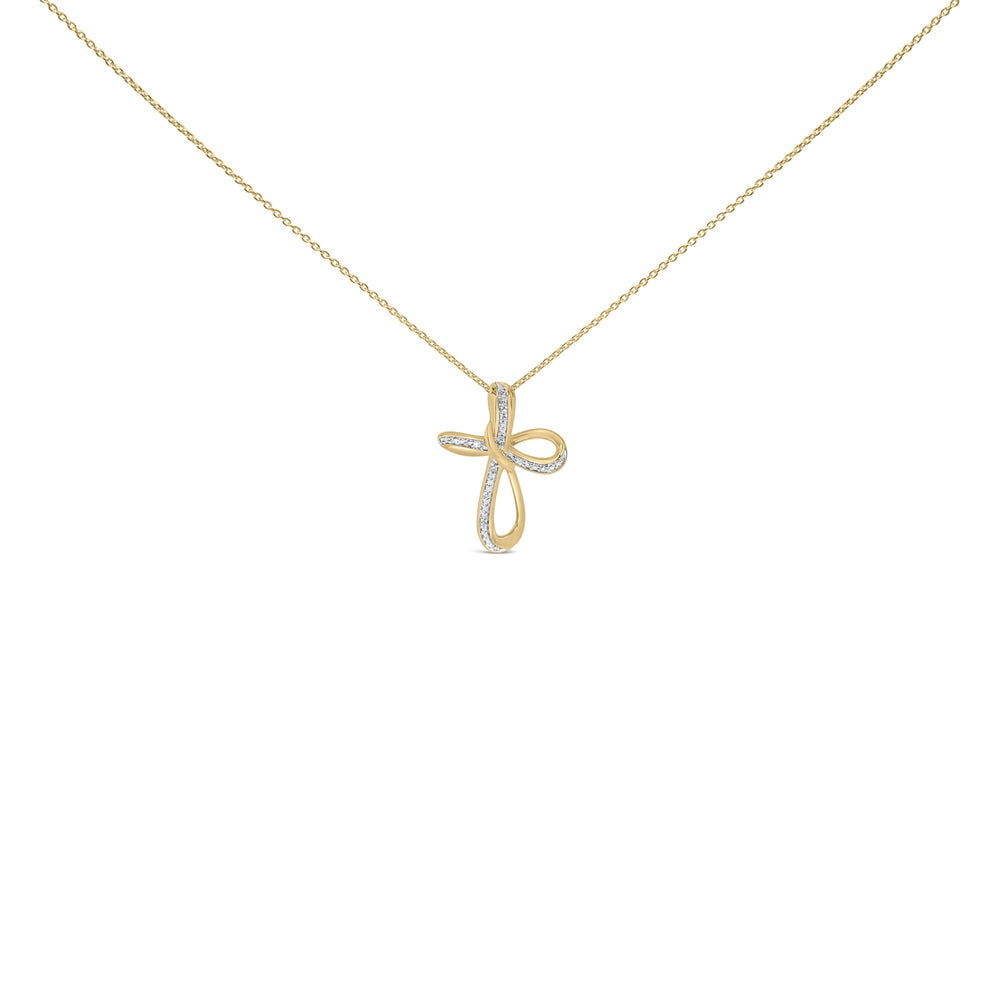 24 KT Gold Vermeil Diamond Accent Infinity Cross Pendant Necklace