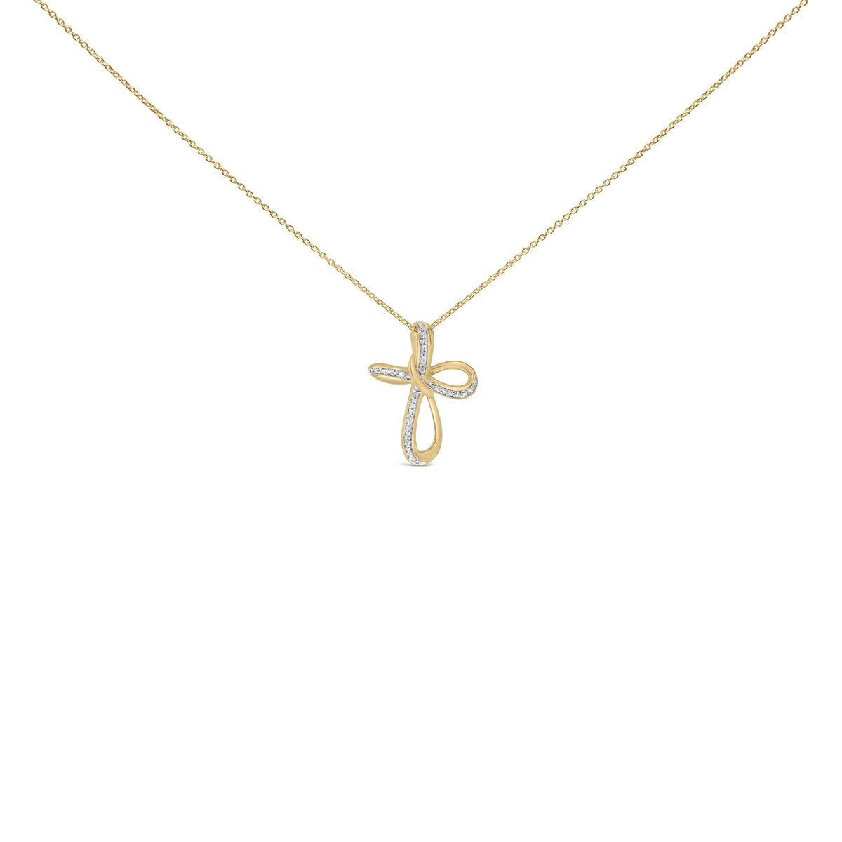 24 KT Gold Vermeil Diamond Accent Infinity Cross Pendant Necklace