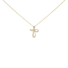 24 KT Gold Vermeil Diamond Accent Infinity Cross Pendant Necklace