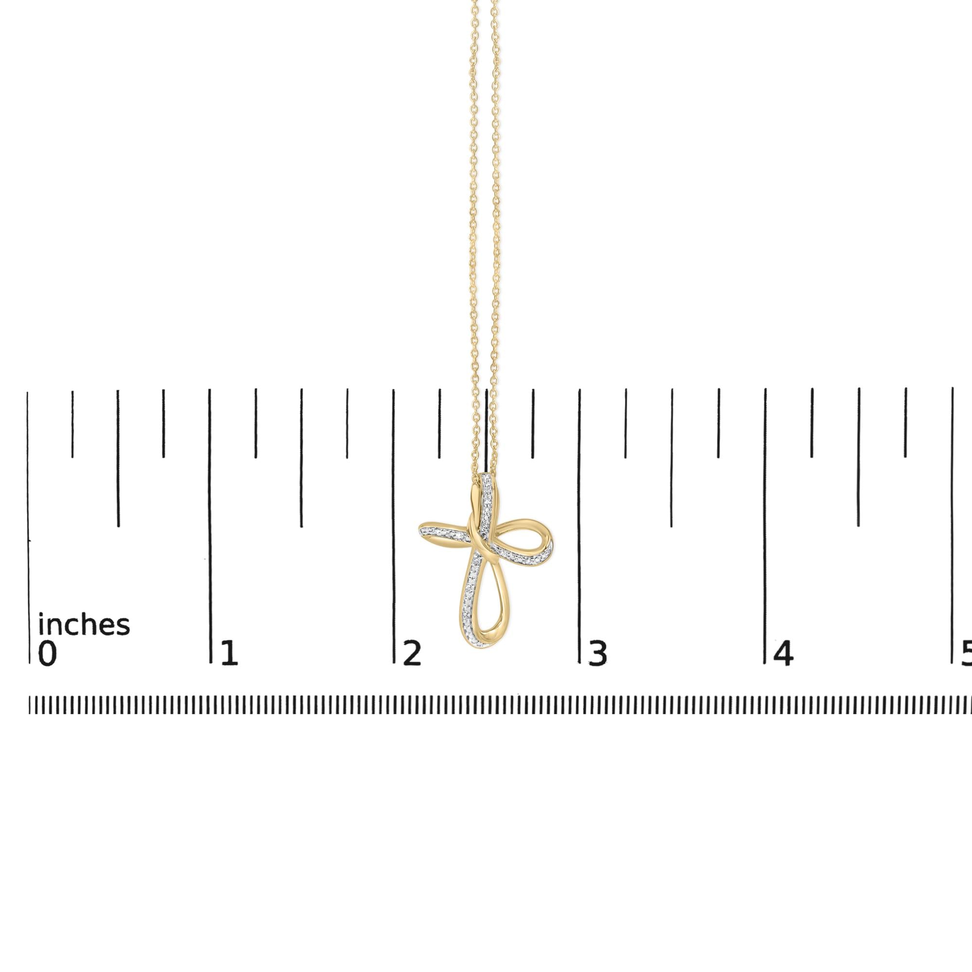 24 KT Gold Vermeil Diamond Accent Infinity Cross Pendant Necklace