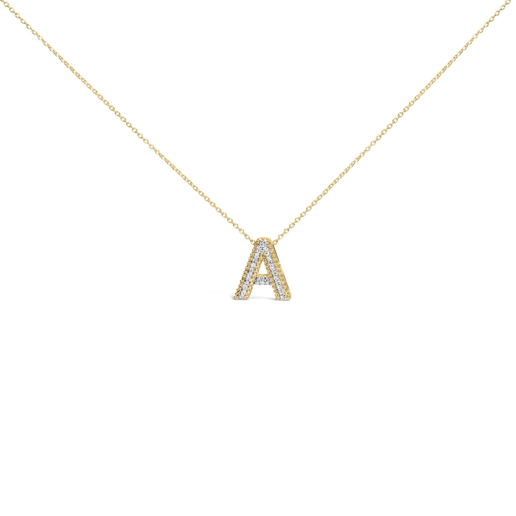 Yellow Gold Vermeil .925 Sterling Silver Diamond Accent "A-Z" Initial Bubble Pendant Necklace