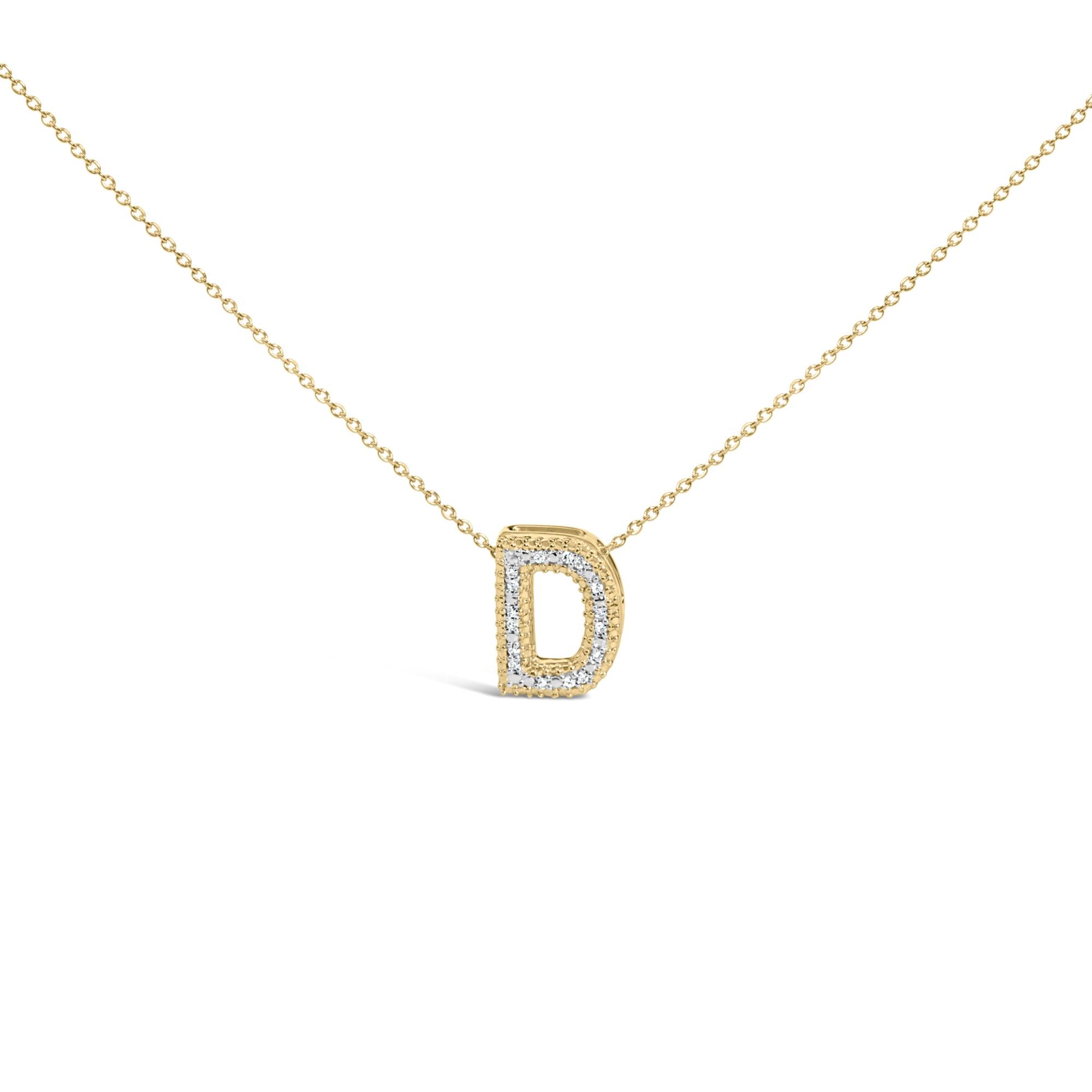 Yellow Gold Vermeil .925 Sterling Silver Diamond Accent "A-Z" Initial Bubble Pendant Necklace