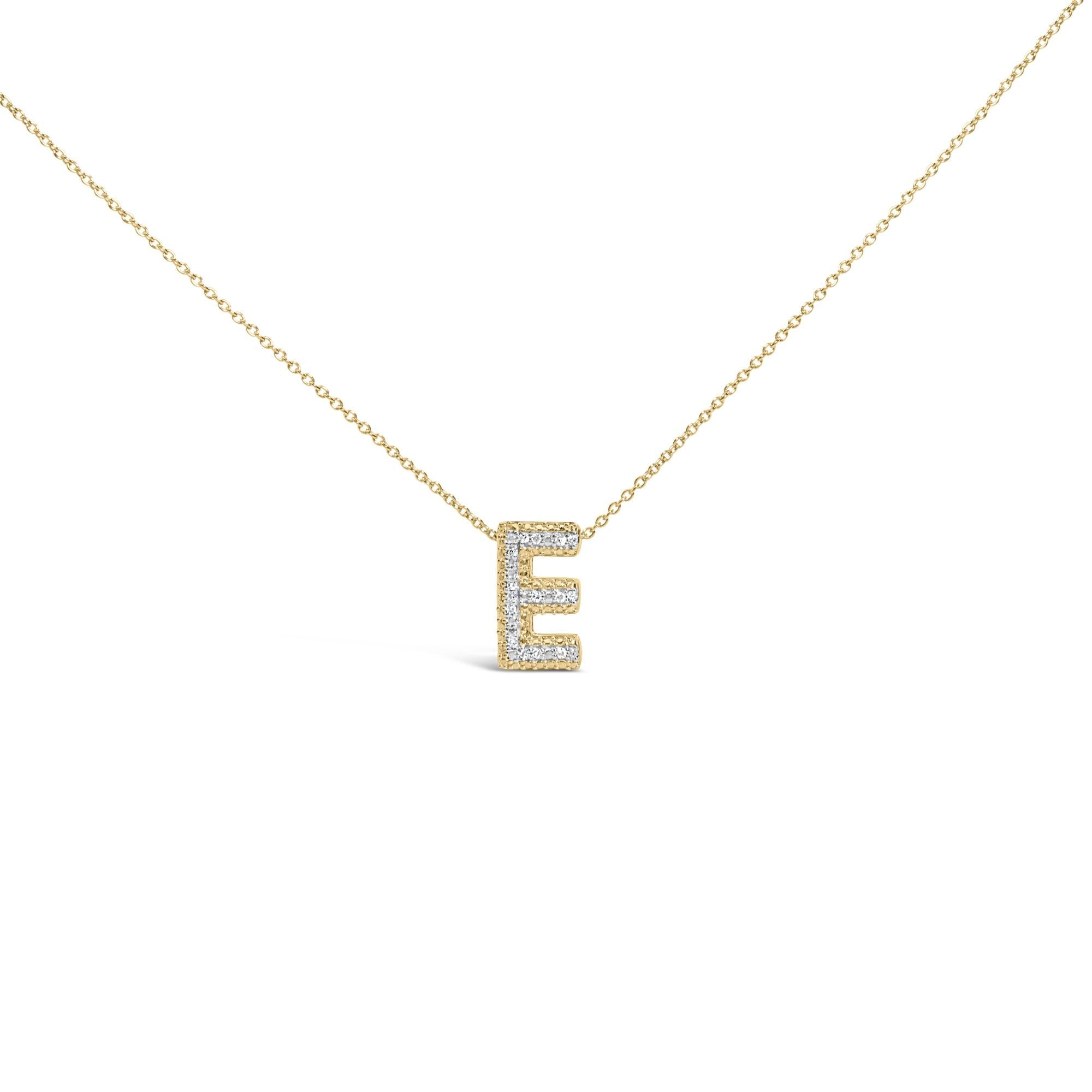 Yellow Gold Vermeil .925 Sterling Silver Diamond Accent "A-Z" Initial Bubble Pendant Necklace